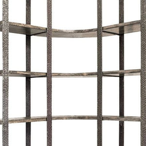 HomeRoots Brown Industrial Six-Tier Bookcase - Stylish Solid Wood & Iron Storage for Living Room or Office 392221
