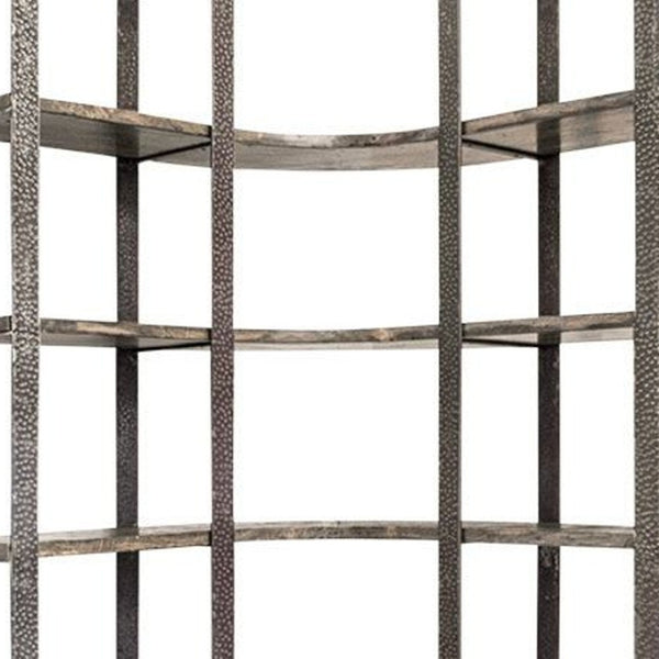 HomeRoots Brown Industrial Six-Tier Bookcase - Stylish Solid Wood & Iron Storage for Living Room or Office 392221