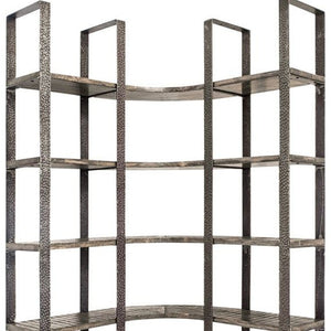 HomeRoots Brown Industrial Six-Tier Bookcase - Stylish Solid Wood & Iron Storage for Living Room or Office 392221
