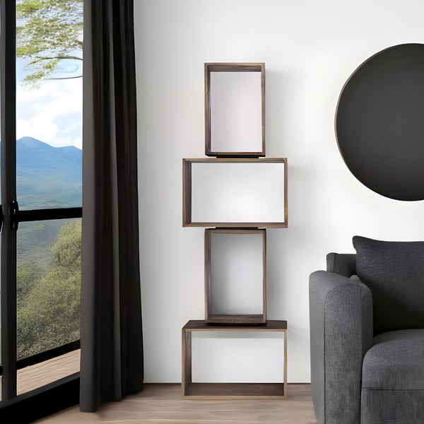 Homeroots 16" Brown Solid And Manufactured Wood Two Tier Floating Bookcase   392224