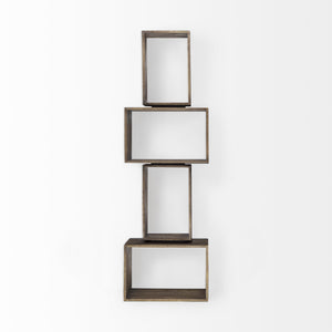 Homeroots 16" Brown Solid And Manufactured Wood Two Tier Floating Bookcase   392224