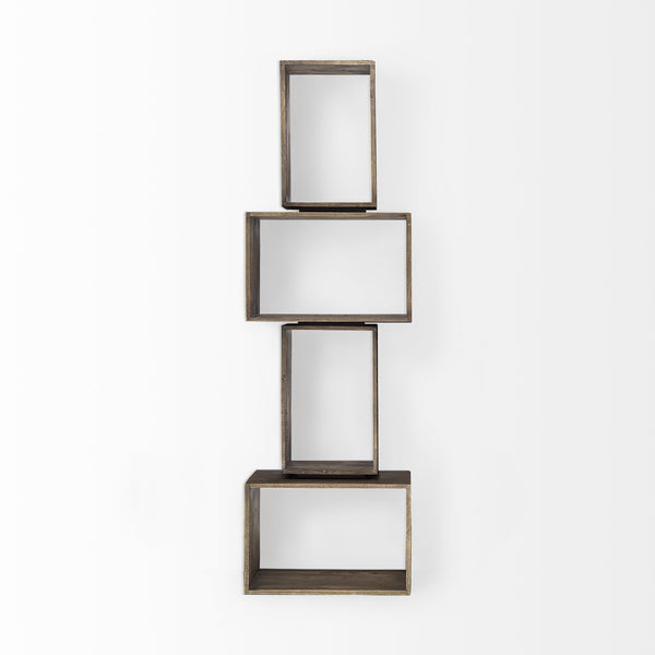 Homeroots 16" Brown Solid And Manufactured Wood Two Tier Floating Bookcase   392224