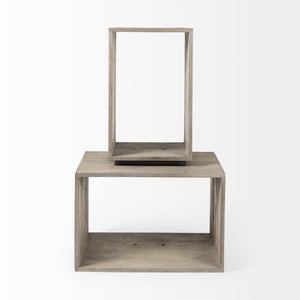 Homeroots Set Of Two Rustic Light Gray Brown Cube Box Shelves   392231