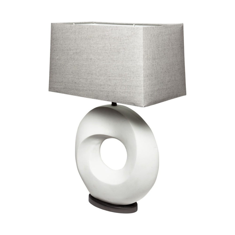 HomeRoots 27" Contemporary White Geometric Table Lamp with Gray Shade - Stylish Lighting for Modern Spaces 392232