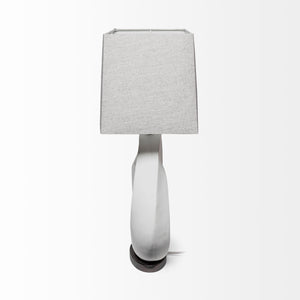 Homeroots 27" White Geometric Table Lamp With Gray Shade   392232