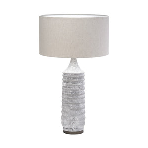 HomeRoots 31" Gray Lamp Base with Elegant Beige Shade – Timeless Design for Living Room & Bedroom Ambiance 392233