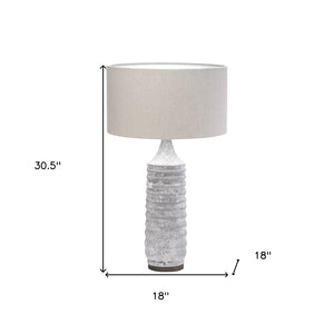 HomeRoots 31" Gray Lamp Base with Elegant Beige Shade – Timeless Design for Living Room & Bedroom Ambiance 392233