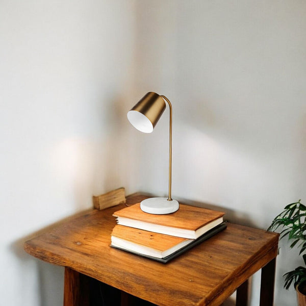 Homeroots 22" White Lamp Base Led With Bronze Shade   392235