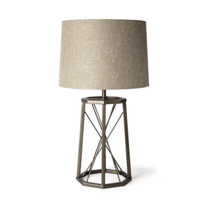 Homeroots 29" Bronze Lamp Base Led With Beige Shade   392237