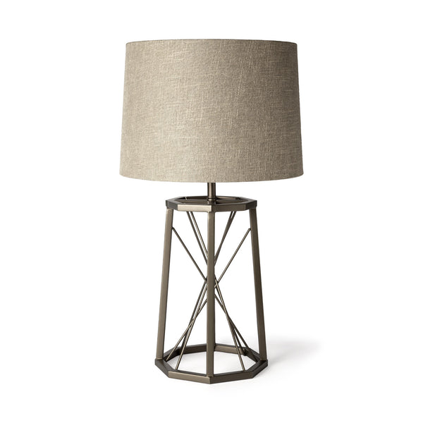 Homeroots 29" Bronze Lamp Base Led With Beige Shade   392237