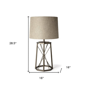Homeroots 29" Bronze Lamp Base Led With Beige Shade   392237