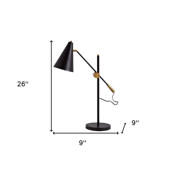 Homeroots 26" Black Metal Swing Arm With Black Cone Shade   392239