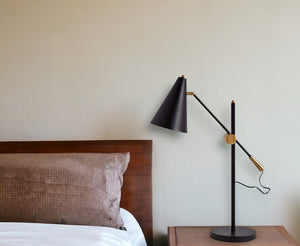 Homeroots 26" Black Metal Swing Arm With Black Cone Shade   392239