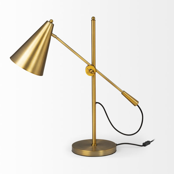HomeRoots 26" Gold Lamp Base LED - Elegant Design with Adjustable Arm for Customizable Home Lighting Décor 392241