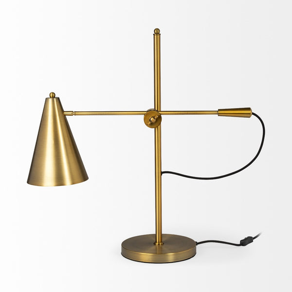 HomeRoots 26" Gold Lamp Base LED - Elegant Design with Adjustable Arm for Customizable Home Lighting Décor 392241