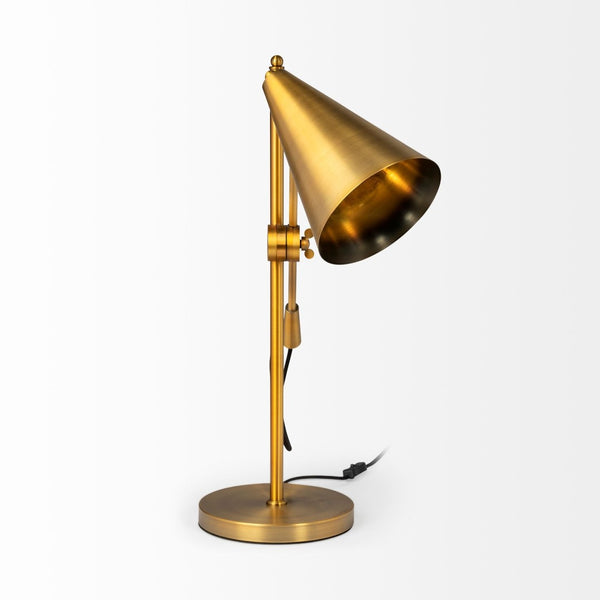 HomeRoots 26" Gold Lamp Base LED - Elegant Design with Adjustable Arm for Customizable Home Lighting Décor 392241