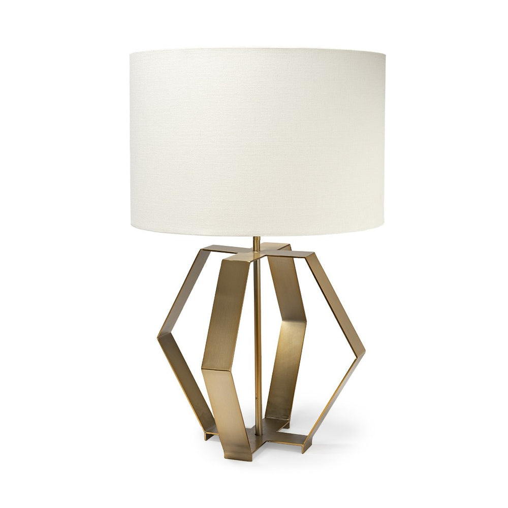 HomeRoots Gold Geometric Design Table Lamp - Modern Elegance with Soft Glow for Living Spaces & Bedrooms 392242