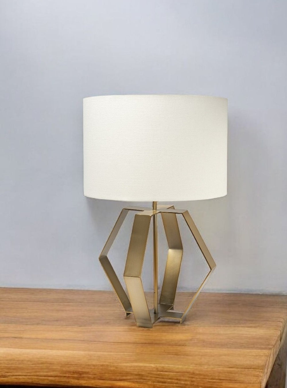 HomeRoots Gold Geometric Design Table Lamp - Modern Elegance with Soft Glow for Living Spaces & Bedrooms 392242
