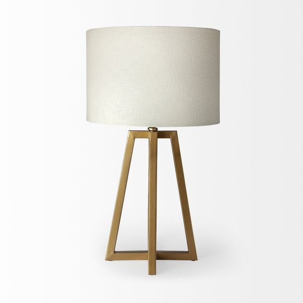 HomeRoots Metallic Gold Tone Geometric Table Lamp - Modern Sculptural Design with Adjustable 3-Way Lighting 392243