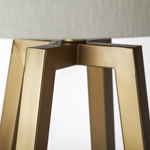 HomeRoots Metallic Gold Tone Geometric Table Lamp - Modern Sculptural Design with Adjustable 3-Way Lighting 392243