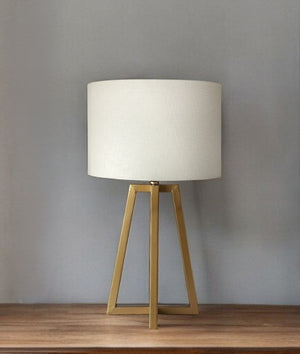 HomeRoots Metallic Gold Tone Geometric Table Lamp - Modern Sculptural Design with Adjustable 3-Way Lighting 392243