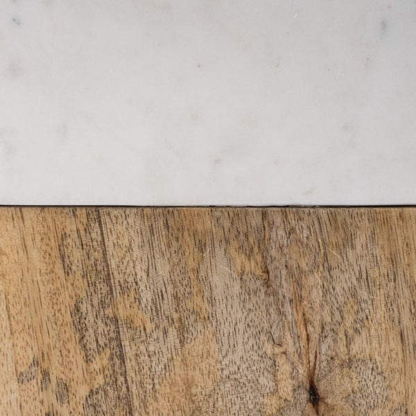 HomeRoots White Marble and Natural Wood Block Lamp – Modern Minimalist Design for Stylish Home Décor and Lighting 392245