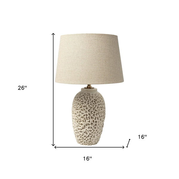 Homeroots 26" Beige Lamp Base Led With Champagne Shade   392246