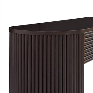 English Elm [video] Retro Fluted Console Table with 3 Drawers Open Niche Mid-century Entryway Espresso N759P283616D
