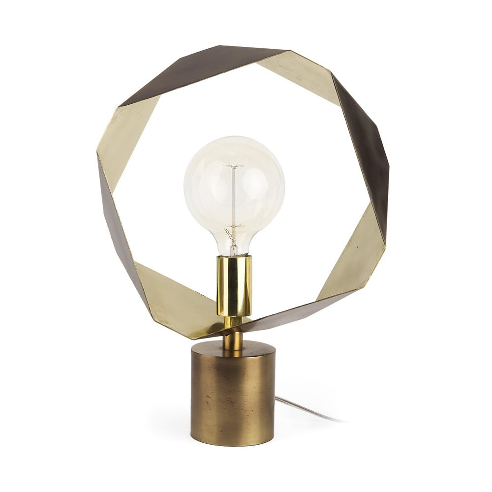 HomeRoots Golden Geometric Halo Table Lamp - Modern Elegance for Any Room, Stylish Design & Ambient Lighting 392250