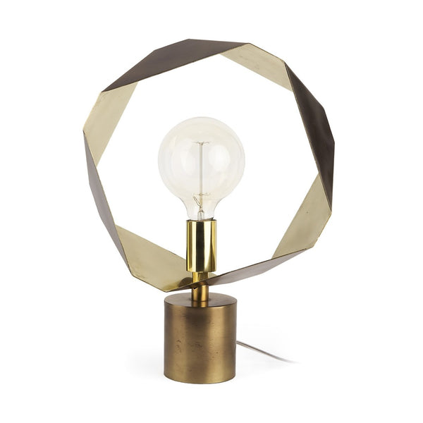 HomeRoots Golden Geometric Halo Table Lamp - Modern Elegance for Any Room, Stylish Design & Ambient Lighting 392250