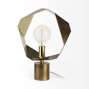 HomeRoots Golden Geometric Halo Table Lamp - Modern Elegance for Any Room, Stylish Design & Ambient Lighting 392250