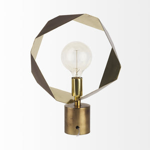 HomeRoots Golden Geometric Halo Table Lamp - Modern Elegance for Any Room, Stylish Design & Ambient Lighting 392250