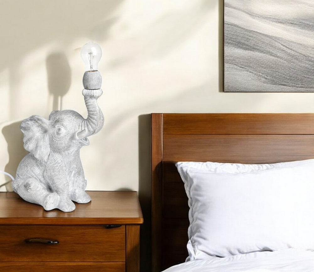 Homeroots 16" Gray Lamp Base Led   392251