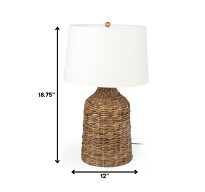 Homeroots 19" Brown Lamp Base Led With White Shade   392253