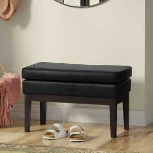 English Elm Carlson Faux Leather Upholstered Bench Solid Pine Frame Vintage Accent Seating B136P436939