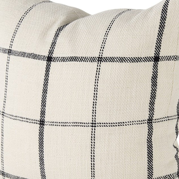 Homeroots 1" Beige And Black Linen Pillow Cover   392281