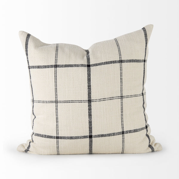 Homeroots 1" Beige And Black Linen Pillow Cover   392281