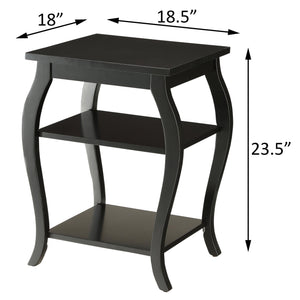 English Elm Black Solid Wood 2-Shelf End Table with Cabriole Legs, Rustic Black Finish, Sturdy Elegant Side Table (23.5"H x18.5"W) B062P181375