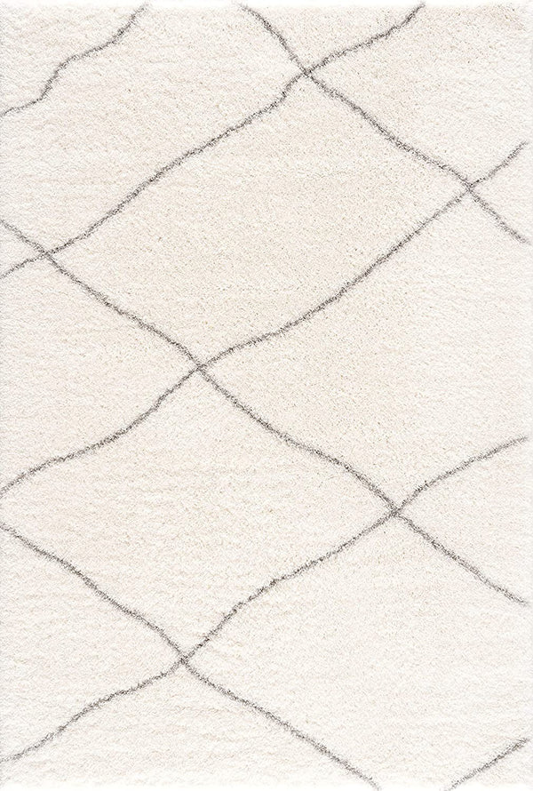 Homeroots 7' X 9' Ivory Modern Uneven Lattice Area Rug  Polyester 392339