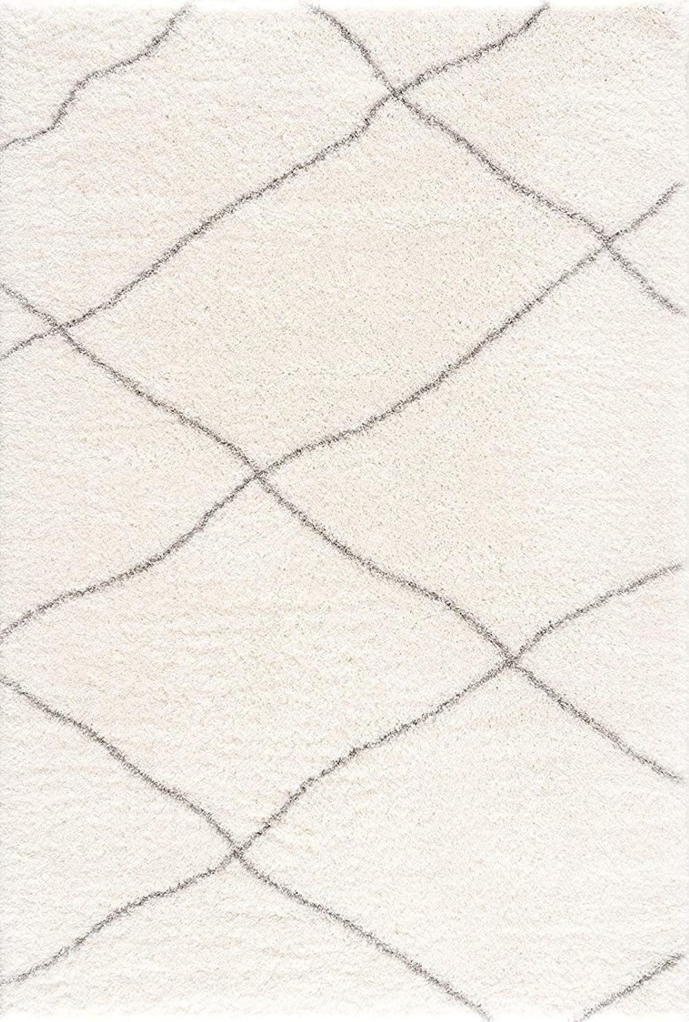 HomeRoots 5' Modern Ivory Lattice Area Rug - Plush Comfort and Contemporary Style for Any Space 8' X 11' 392340