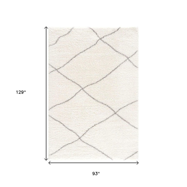 HomeRoots 5' Modern Ivory Lattice Area Rug - Plush Comfort and Contemporary Style for Any Space 8' X 11' 392340