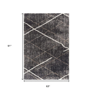 HomeRoots 5' Modern Distressed Area Rug in Gray and Beige – Stylish Soft Texture for High-Traffic Spaces 5' X 8' 392343