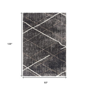 HomeRoots 5' Modern Distressed Area Rug in Gray and Beige – Stylish Soft Texture for High-Traffic Spaces 8' X 11' 392345