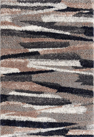 HomeRoots 5' Gray and Black Eclectic Strokes Area Rug - Modern Abstract Design for Stylish, Low-Maintenance Spaces 5' X 8' 392353