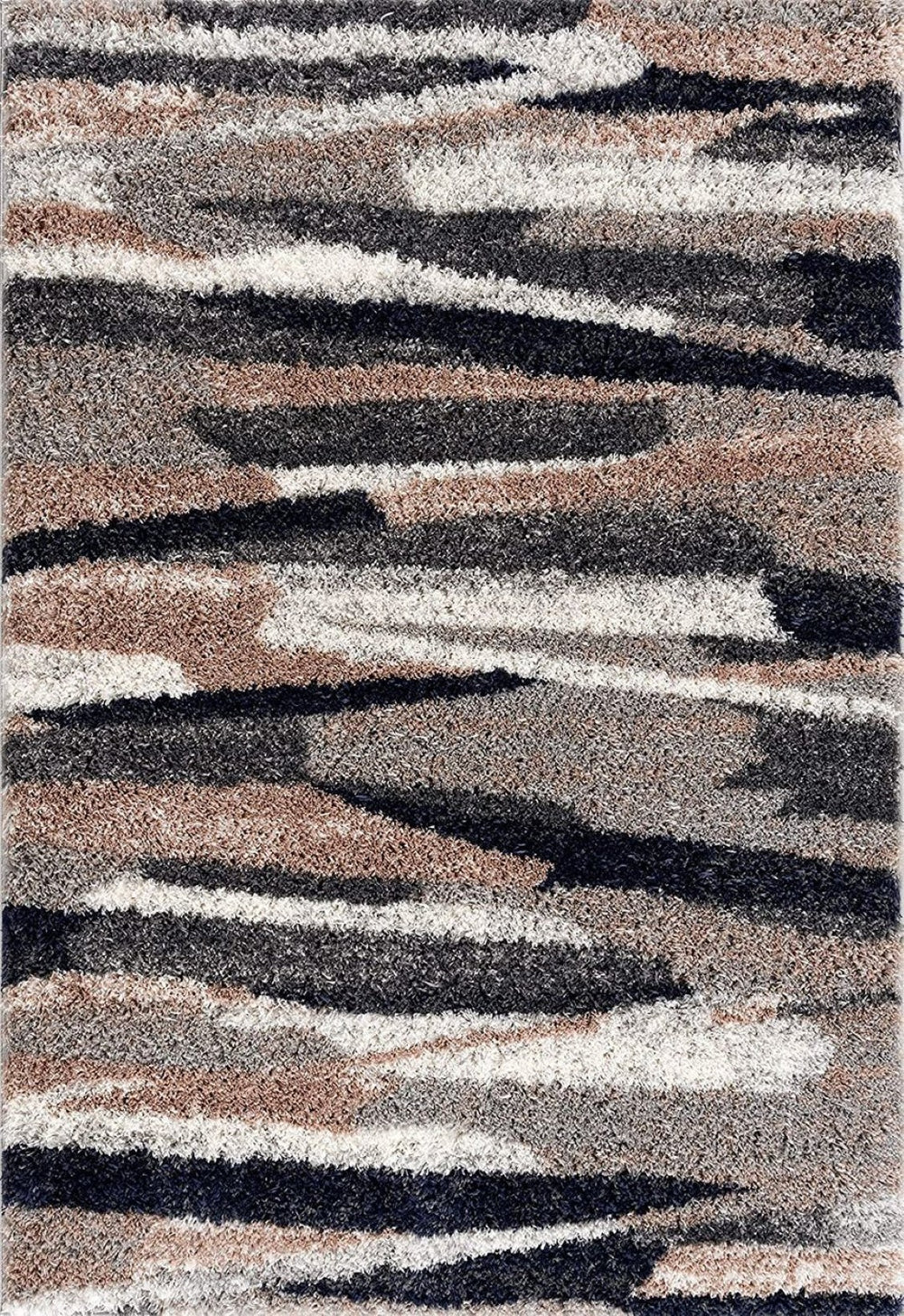 HomeRoots 5' Gray and Black Eclectic Strokes Area Rug - Modern Abstract Design for Stylish, Low-Maintenance Spaces 7' X 9' 392354