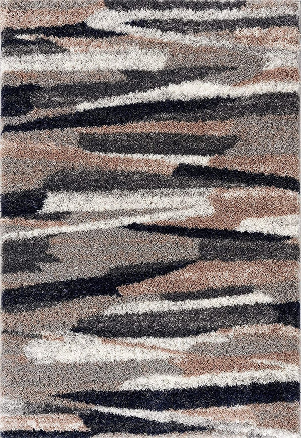 HomeRoots 5' Gray and Black Eclectic Strokes Area Rug - Modern Abstract Design for Stylish, Low-Maintenance Spaces 8' X 11' 392355