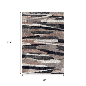 HomeRoots 5' Gray and Black Eclectic Strokes Area Rug - Modern Abstract Design for Stylish, Low-Maintenance Spaces 8' X 11' 392355