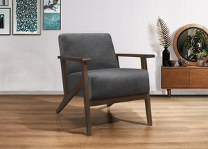 English Elm Modern Velvet Accent Chair with Dark Walnut Angular Frame, Streamlined Mid-Century Comfort Design Dark Gray 35 L x 27.25 W x 19.25 H B011P271916