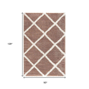 HomeRoots 5' Beige Geometric Area Rug - Modern Turkish Craftsmanship for Stylish, High-Traffic Spaces 8' X 11' 392360