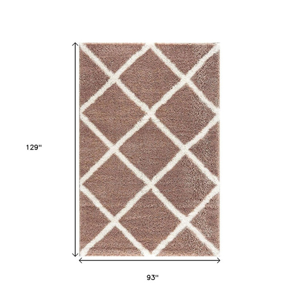 HomeRoots 5' Beige Geometric Area Rug - Modern Turkish Craftsmanship for Stylish, High-Traffic Spaces 8' X 11' 392360